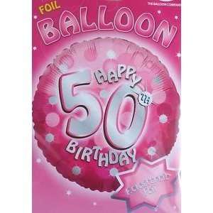  Balloons   1 X 18 50th Holographic Pink Foil Balloon 