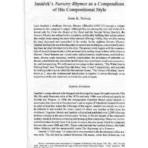 Article: JANACEKS NURSERY RHYMES AS A COMPENDIUM OF HIS COMPOSITIONAL 