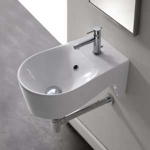   8502 Round White Ceramic Wall Mounted Bathroom Sink 8502: Home