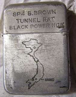 1967 BERKELEY LIGHTER VIETNAM 11TH INFANTRY SP4 B.BROWN TUNNEL RAT 