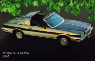 1986 Pontiac Grand Prix T Top Coupe Postcard Original Excellent 
