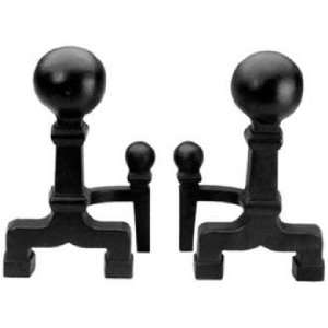    Set of Two Black Wrought Iron Ball Top Andirons: Home & Kitchen