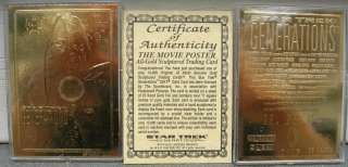 STAR TREK 23K GOLD CARD GENERATIONS THE MOVIE POSTER  