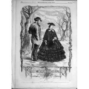  1861 Mistletoe Bouch Gilbert Lady Man Old Print Romance 