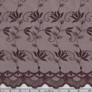  52 Wide Metallic Lace Floral Plum Fabric By The Yard 