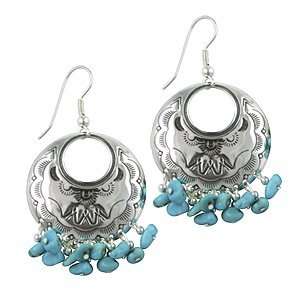  Sterling Silver Turquoise Nuggets Concha Earrings 