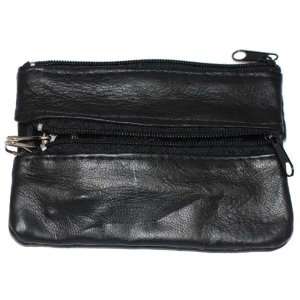    100% Genuine Leather Change Purse Black #92800: Office Products
