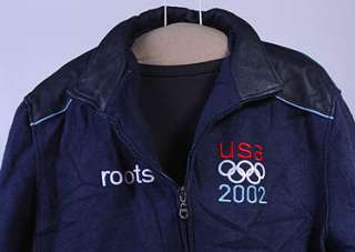MENS ROOTS SLC 2002 OLYMPICS WOOL/LEATHER COAT sz M  