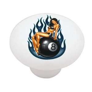  Eight Ball Woman Decorative High Gloss Ceramic Drawer Knob 