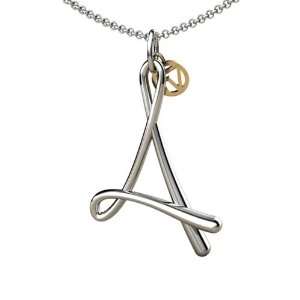   14K Gold Script Initial A Pendant with chain: Franco Vincente: Jewelry