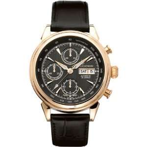  Accutron Gemini Collection Black Dial Leather Band Mens 
