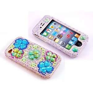  3D Lucky Clover Bling Rhinestone Crysal Jeweled Snap on Full Cover 