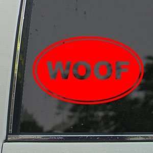  WOOF Oval Dog BARK Red Decal Car Truck Window Red Sticker 