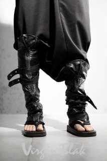 vb HOMME Black Leather Leg Warmers 3WI  