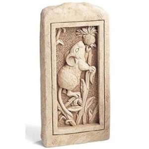 Hand Cast Stone Thistle Seeds Meadow Mouse   Collectible Plaque 