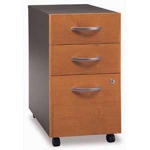  Series C 3 Drawer Vertical Mobile Wood File Cabinet in Natural Cherry