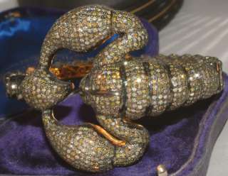 Heavy fully loaded gold diamond opening scorpion Bracelet bangle 