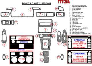 Toyota Camry 97 01 Interior Dashboard Dash Wood Trim Kit Parts FREE 