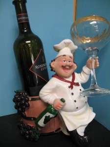 3D Italian FAT chef Glass WINE holder BISTRO DECOR Home Bar Kitchen 