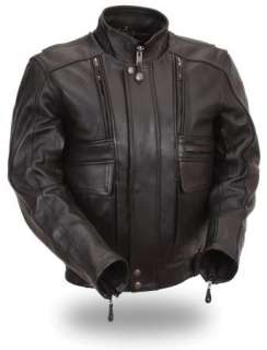 Mens Black Leather Coburn Biker Motorcycle Jacket with Snap Out Liner 