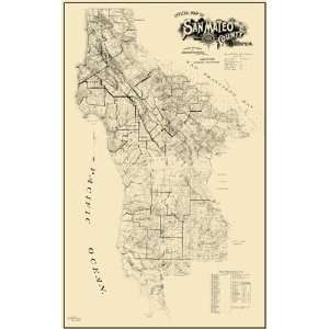    SAN MATEO COUNTY CALIFORNIA/CA LANDOWNER 1894 MAP: Home & Kitchen