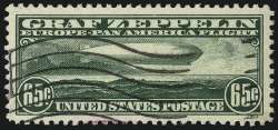   #C13 65c Green 1930 Graf Zeppelin Air Mail used stamp XF XFS  