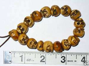 Carved Bone Skull Beads Bracelet made from Real Bone !  