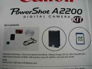 NEW! Canon PowerShot A2200 Digital Camera 14.1 MP KIT BONUS Red CASE 