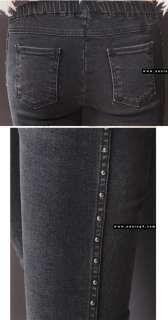 New Korean Slim skinny rivet edge stretch jeans pents  