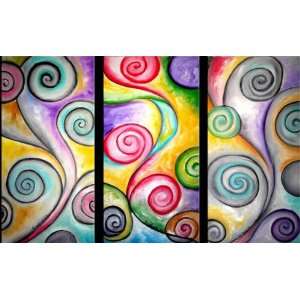  Slug Swirls   3 Piece Canvas Oil Painting: Home & Kitchen