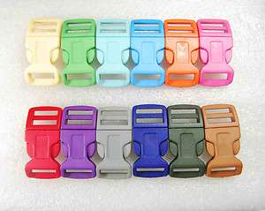 25x 3/4 Mixed Color Contoured Side Release Buckle For Paracord 