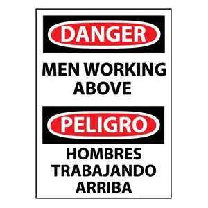 Bilingual Aluminum Sign   Danger Men Working Above:  