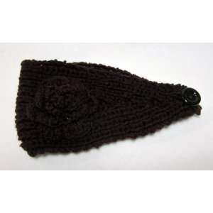   Brown Knit Ear Warmer Winter Headband with Flower, Limited.: Beauty