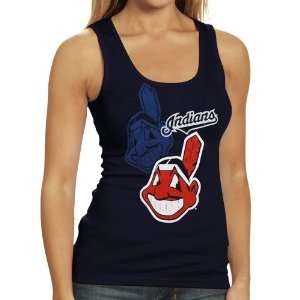   Indians Ladies Navy Blue Pearl Tank Top (Small)