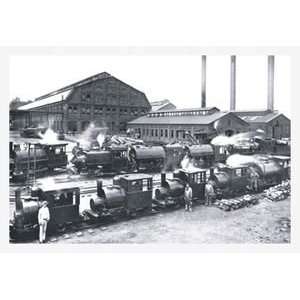 Trains Near Factories, Philadelphia, PA   12x18 Framed Print in Black 