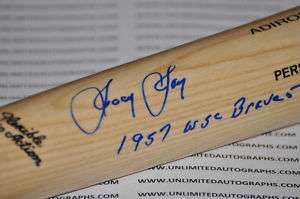 Joey Jay 1957 WSC Milwaukee Braves Signed Bat COA  