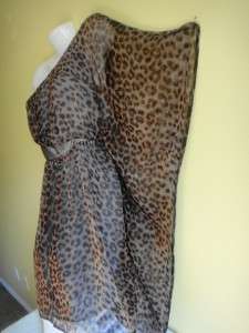 2b Bebe NEW Maggie One Shoulder Kimono Metallic Leopard DRESS Tunic 