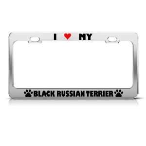 Black Russian Terrier Paw Love Heart Pet Dog license plate frame Tag 
