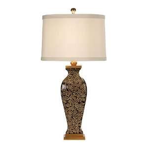 Wildwood Lamps 46649 Repeating Swirls Table Lamps in Old Gold On Black 