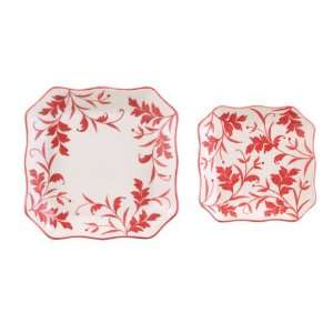  Andrea By Sadek Red Leaf Set Of Four 8.25 Square Plates 