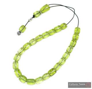 Worry Beads Komboloi   Natural Pure Solid Green Colombian Amber 