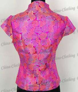 Satin Embroidery Bridesmaid Shirt Fuchsia L/Sz.14 638I  
