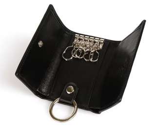 Mens & Womens Genuine Leather Key Chain Holder Case Wallet Black 