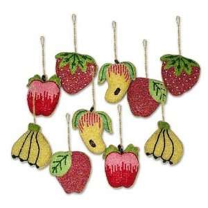  Beaded ornaments, Tropical Fruit (set of 10)