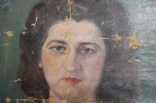 Antique French oil painting portrait signed C. Lenoir  