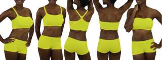 Yellow Neon Bandeau Sports Bra Tube Top Padded Multiway  