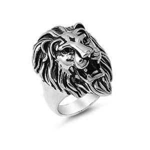  Stainless Steel Lion Head Mens Ring Size 9: Jewelry