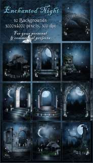 Enchanted Night Digital Fantasy Fairytale Backgrounds Backdrops  