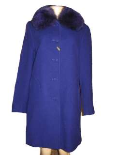 madison womens winter brand new fox fur cashmere Wool blend jacket 