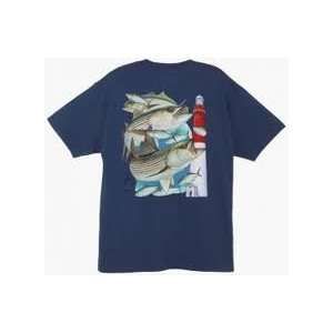   Harvey Striped Bass Lighthouse T Shirt Navy Medium 